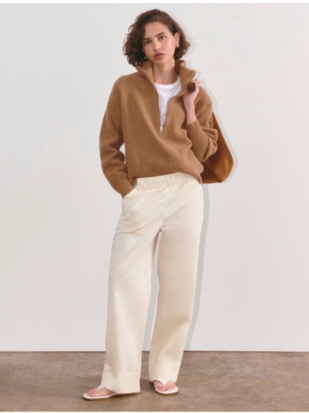 Everlane Women’s The Easy Pant Cream Minimalist Pull-On Size Large